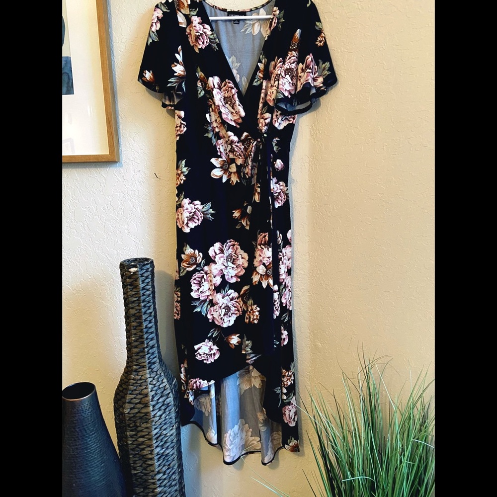 High low floral print dress